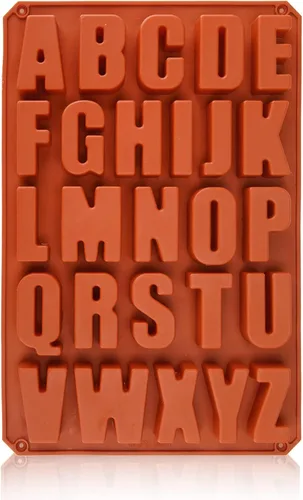 Miniatura 13 de Molde de silicona con 26 letras grandes, molde para crayón del alfabeto, molde de chocolate, bandeja para cubitos de hielo para galletas con 12