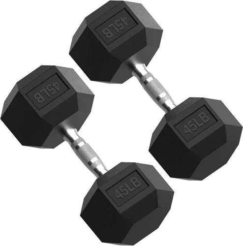 Miniatura 10 de PAPABABE HEX Juego de Mancuernas 2.5-125lb, Mancuernas de Gimnasio en Casa con Revestimiento de Goma, Mancuernas de Pesas para Ejercicio y Fitness