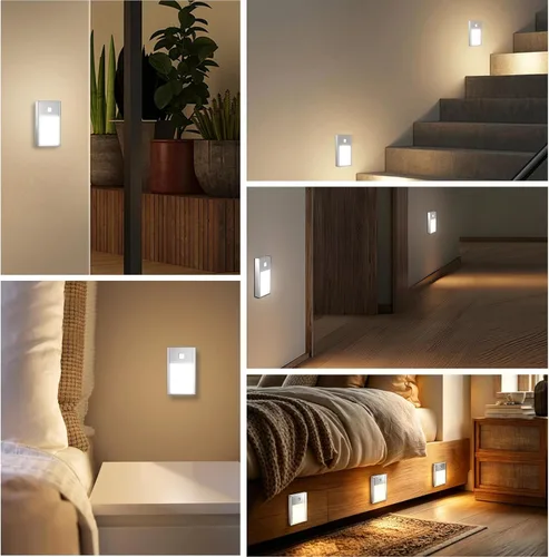 Miniatura 6 de VST Luz nocturna con sensor de movimiento, luces de escalera recargables con instalación de succión magnética para interiores, dormitorio, pasillo