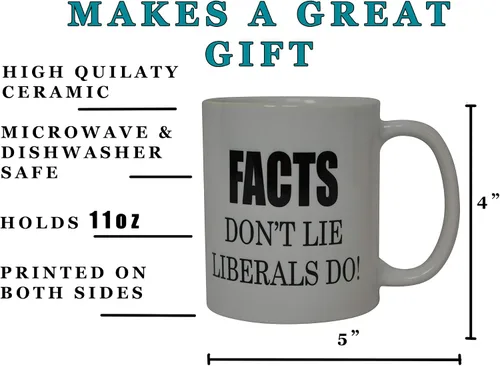 Miniatura 3 de Rogue River Tactical Taza de café con texto en inglés "Facts Don't Lie Liberals Do Republican", gran idea de regalo para republicanos o conservadores