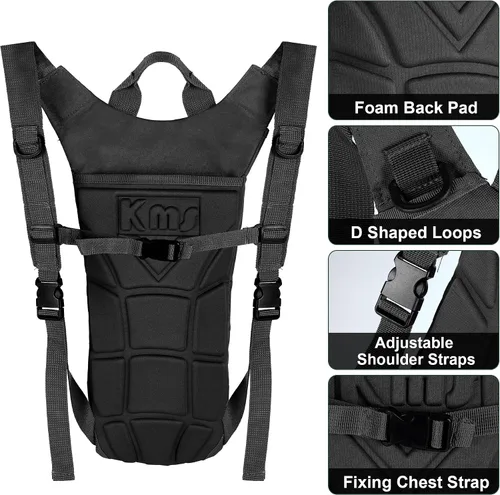 Miniatura 4 de Mochila de hidratación con vejiga de agua de 3 L, mochila táctica de agua ligera, paquete de hidratación para senderismo, ciclismo, correr