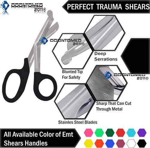 Miniatura 7 de Utilidad odontomed2011 ® 100 Pcs de paramédico vendaje de primeros auxilios Acero Inoxidable Trauma EMT EMS Tijeras Tijeras 7.25" Negro ODM