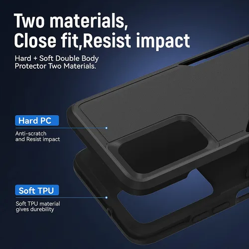 Miniatura 4 de Funda para Samsung Galaxy A03S, con protector de pantalla [prueba de caídas de grado militar], resistente, resistente, a prueba de golpes, para Negro