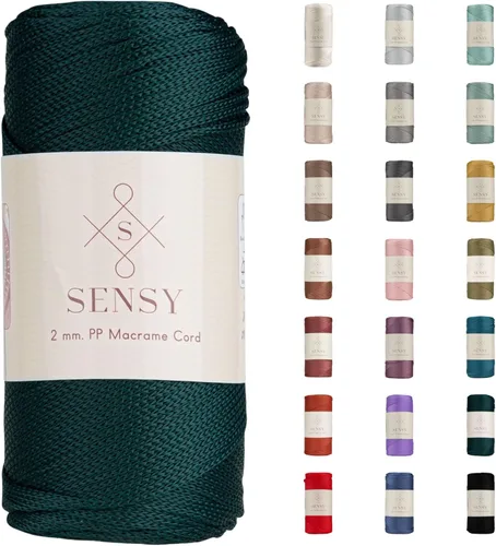 Sensy Premium Cuerda de Poliéster de 2mm 251 Yardas Cuerda de Polipropileno 100% Cordón de Macramé 2mm Cordón para Bolsa de Ganchillo Cuerda de