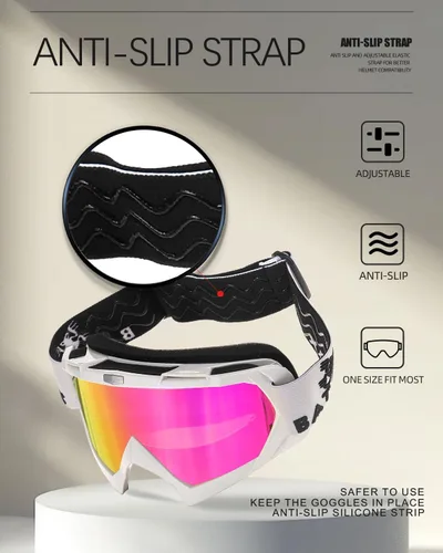 Miniatura 8 de BATFOX Gafas de Motocicleta Gafas Protectoras Moto de Cross Motocross Seguridad ATV Táctica Conducción (Azul Negro, Adulto)