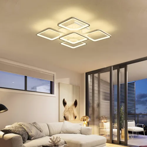 Miniatura 2 de Jaycomey - Lámpara de techo regulable, lámparas LED modernas en negro con control remoto, 50W, lámpara de techo de acrílico cuadrado de montaje