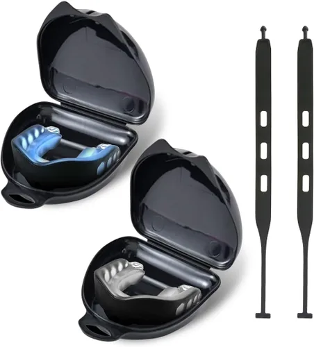 Miniatura 7 de Protector bucal de fútbol, 2 unidades, protectores bucales para deportes juveniles, para boxeo, con correa, sin sabor, lacrosse hockey, protectores