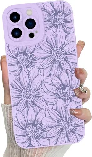 Miniatura 48 de MZELQ Funda para iPhone 17 Pro 2025, diseño de girasoles de silicona, flores florales, protección de cámara, funda delgada y suave para teléfono