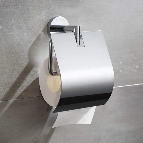 Portarrollos de papel higiénico contemporáneo para baño montado en la pared, cromo, latón, 077040-CR Leo Series cromado