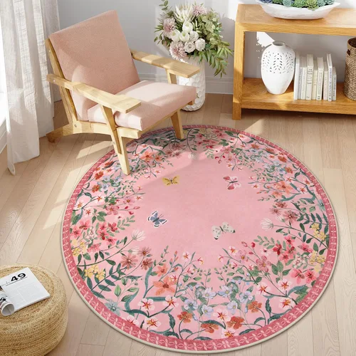 Miniatura 11 de Wonnitar Alfombra de área lavable de 2 x 3, alfombra de entrada floral verde, alfombra bohemia pequeña antideslizante para baño, alfombra suave