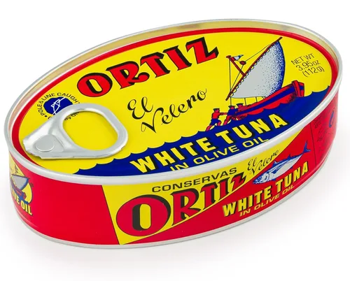 Miniatura 3 de Ortiz Atún en aceite de oliva, lata ovalada Kosher de 3.95 onzas, paquete a granel de 6 Atún enlatado superior Atún blanco Kosher Ortiz