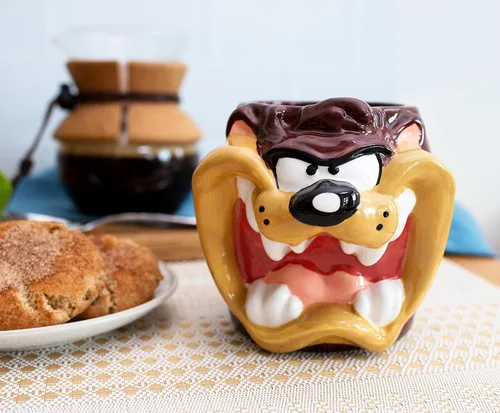 Miniatura 3 de Silver Buffalo Looney Tunes Taz Face - Taza de cerámica esculpida en 3D, 24 onzas