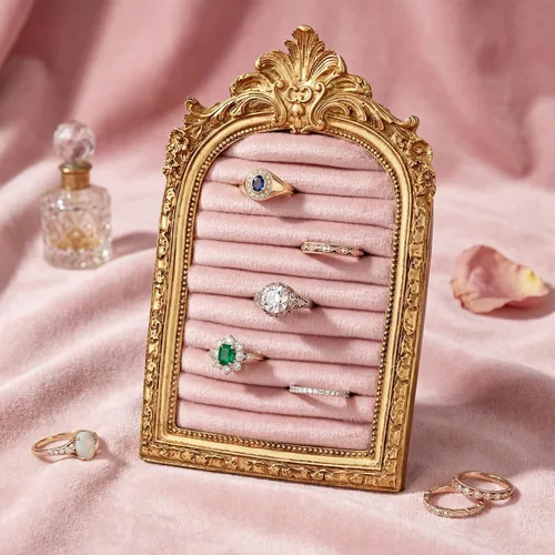 Miniatura 17 de Liliaafar Soporte de anillo vintage rectangular plateado soporte de exhibición para aretes, bandeja de exhibición de aretes, aniversario