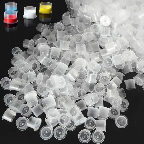 Miniatura 10 de Tapas para tinta de tatuaje - Emalla 1000 piezas Pequeñas tazas de tinta de tatuaje desechables con base #11MM tapas de plástico para pigmento
