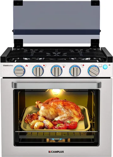 CAMPLUX - Estufa clásica de propano para autocaravana de 21 pulgadas, horno de propano con 3 quemadores para caravana, estufa de horno combo de