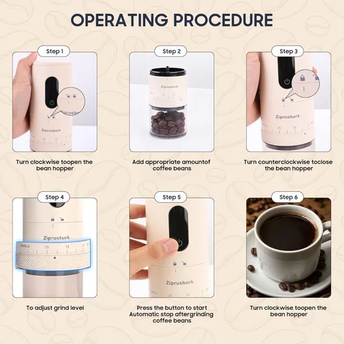 Miniatura 5 de First Grind - Molinillo de café recargable mientras se carga, molienda 1.7 veces más rápida con molinillo de café eléctrico portátil con 38 ajustes