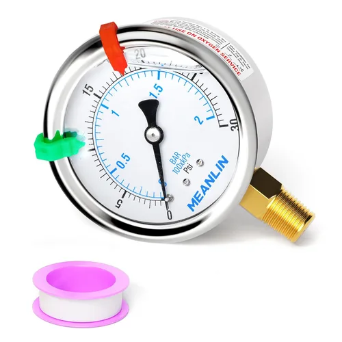 Miniatura 43 de MEANLIN MEASURE - Manómetro de vacío de presión -30inHG~0Psi, esfera con cara de 2.5 pulgadas, NPT de 1/4 de pulgada, manómetro de acero inoxidable