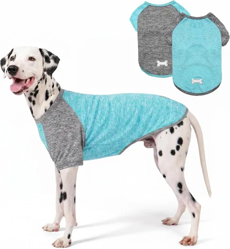 Miniatura 16 de KYEESE Paquete de 2 camisetas para perro con mangas, camisetas ligeras de protección solar para perros pequeños, transpirables para mascotas, ropa