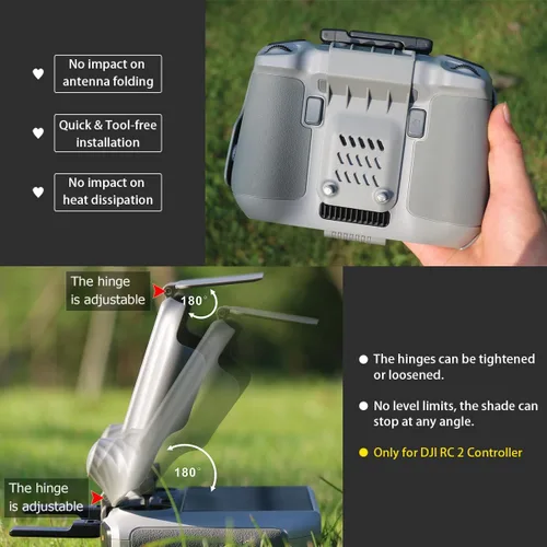 Miniatura 5 de Arzroic Kit de Capucha Protectora Solar RC 2 con Protector de Pantalla y Cordón de Cuello para DJI Mini 5 Pro/Mini 4 Pro/Mavic 4 Pro/Flip/Air 3S/Air