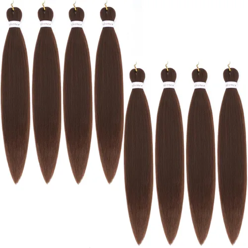 Miniatura 8 de Alrence Cabello estirado para hacer trenzas, trenza larga de 30 pulgadas, 8 paquetes, extensiones profesionales de trenzado de cabello sintético, 1b#