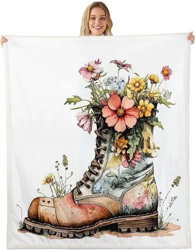 Miniatura 7 de Manfei Flower Throw Blanket Sunflower Rose Daisy Fuzzy Blanket, Botanical Floral Blanket for Bed Couch Sofa, Kids Boys Girls Room Decor