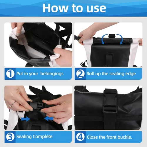 Miniatura 7 de Riñonera impermeable, bolsa seca flotante con correa ajustable para la cintura de gran capacidad, bolsa de cintura impermeable para kayak, barco