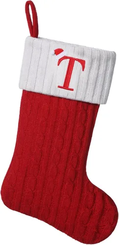 Miniatura 15 de Medias de Navidad personalizadas de 19 pulgadas con iniciales bordadas, medias de Navidad de punto negro para decoraciones de vacaciones familiares