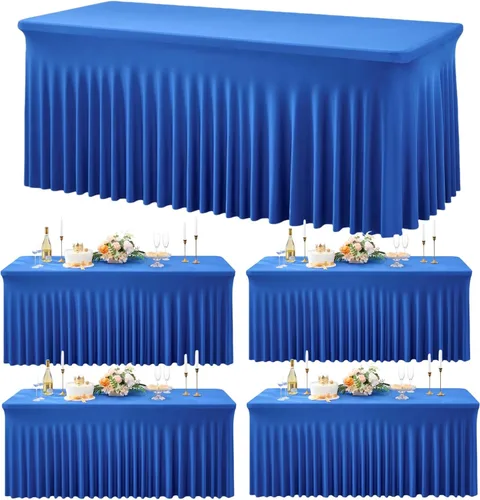 Miniatura 31 de Outpain - 4 paquetes de mantel de elastano de 6 pies para mesas plegables estándar - Mantel de mesa rosa bebé, protector de mesa para fiesta, boda