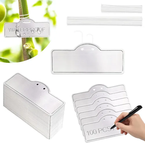 Etiquetas de metal para plantas, etiquetas de aluminio para plantas, marcadores de árbol para jardín al aire libre, impermeables (3-1/2", 100