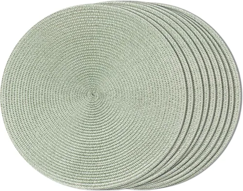 Miniatura 48 de FunWheat Juego de 6 manteles individuales redondos trenzados para mesas de comedor, tejidos, lavables, antideslizantes, de 15 pulgadas