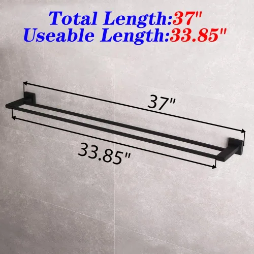 Miniatura 2 de GERZWY Toallero doble para baño, acero inoxidable, color negro mate, 36 pulgadas, estilo contemporáneo, montaje en pared JG1902C92-BK Cepillado