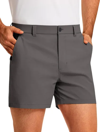 Miniatura 7 de PULI Pantalones cortos de golf para hombre con entrepierna de 5 pulgadas, elásticos, pantalones cortos de vestir casuales con bolsillos