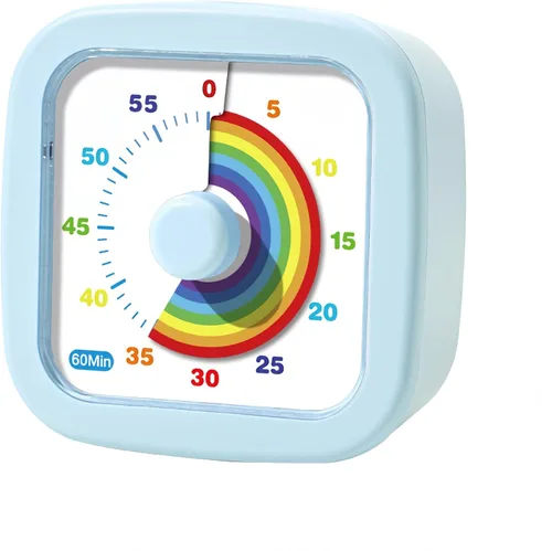 Temporizador visual para niños, lindo arco iris, temporizador de cuenta regresiva de 60 minutos, gestión del tiempo para niños y adultos, Azul
