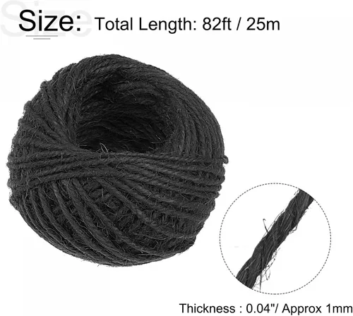 Miniatura 2 de uxcell 2 rollos de cuerda de yute natural de 0.039 pulgadas, 82 pies, 3 capas de cuerda de yute para artes y manualidades, adornos de regalo, cordel