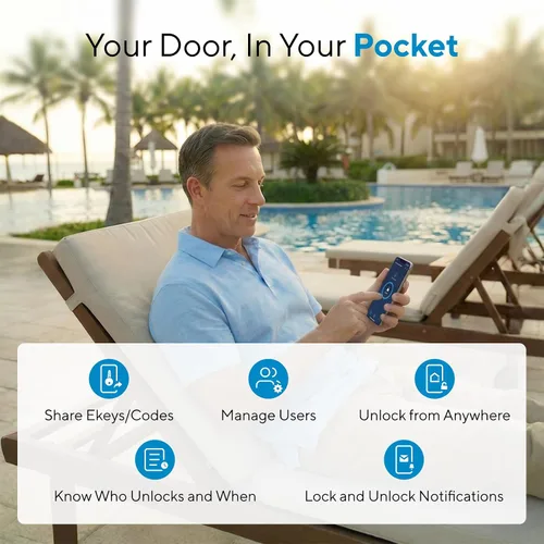 Miniatura 4 de ULTRALOQ Cerradura inteligente Bolt NFC, toque para desbloquear con iPhone y Android NFC, cerraduras inteligentes WiFi integradas para puerta