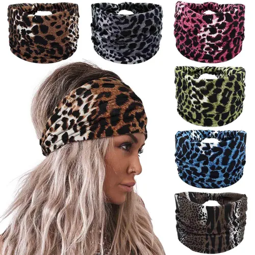 Miniatura 10 de Olbye Diademas anchas para mujer, diadema bohemia anudada, bandas elásticas antideslizantes para el cabello, diademas florales africanas, bandas