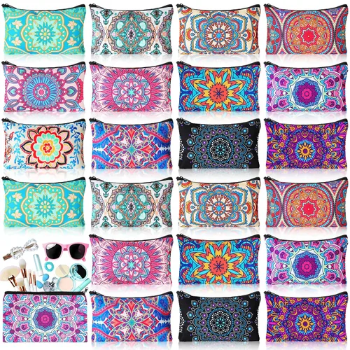 Miniatura 17 de 24 piezas bolsas de maquillaje a granel, bolsas de cosméticos de lona, organizador de bolso, bolsa cosmética con cremallera, bolsa de tocador