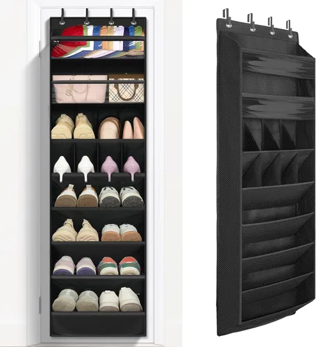 Miniatura 18 de FENTEC 1 paquete de organizadores de zapatos para colgar sobre la puerta, organizador de zapatos colgante con bolsillo profundo grande para zapatos