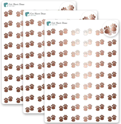 Miniatura 18 de Paw - Calcomanías para planificador de mascotas, 54 láminas doradas (1/2 pulgadas), recordatorio de medicamentos para el cuidado de perros y gatos