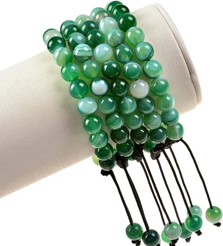 Miniatura 2 de Massive Beads - Pulsera de cuentas de cristales de macramé con poder curativo natural, unisex, ajustable, 516 pulgadas (8 mm)