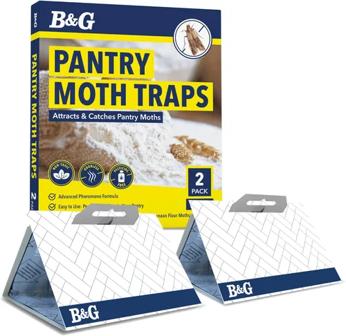 B&G Trampas para polillas de despensa con feromonas Prime (paquete de 2), prevención de polillas de cocina inodoras, trampas para polillas de comida