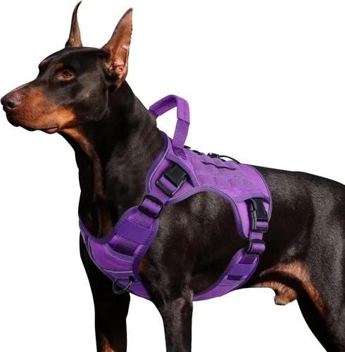 Miniatura 46 de WINGOIN - Arnés táctico púrpura para perros medianos, arnés resistente sin tirones con asa, chaleco militar K9 reflectante ajustable para mascotas
