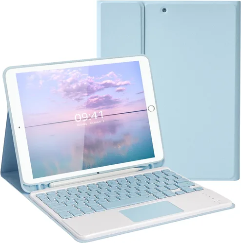 Miniatura 10 de Funda de teclado LAMA para iPad de 10.2 pulgadas, estuche inalámbrico con teclado con soporte para lápices para iPad de 10.2 y 10.5 pulgadas