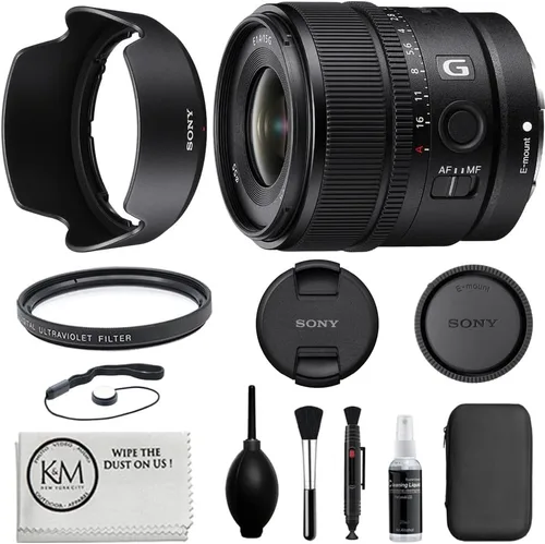 Sony E 15mm f/1.4 G Lente APS-C de Gran Apertura con Filtro de Vidrio UV de 55mm + Kit de Limpieza Deluxe + Bolígrafo de Limpieza de Lentes +