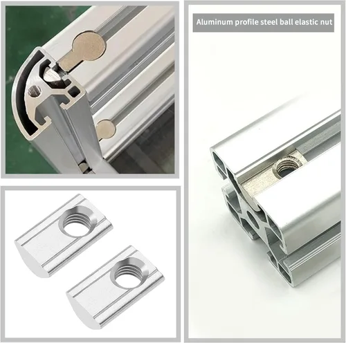 Miniatura 2 de SING F LTD 100 Uds. 3030 Series M6 T Slot Nuts Roll-in Spring Ball Loaded Elastic Nuts Acero al carbono para T-Slot Serie 3030 Perfil de aluminio