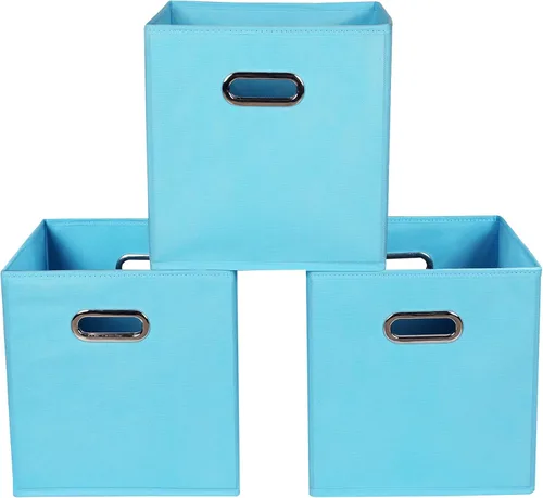 Miniatura 28 de Contenedores de almacenamiento de tela, organizadores de tela con asa, cubos plegables para almacenamiento de tela o accesorios, 11 x 11 x 11 Naranja