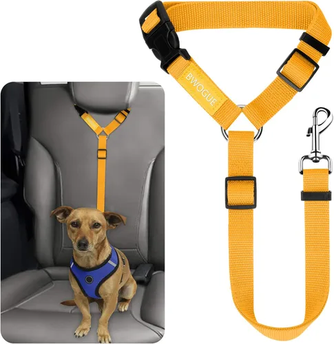 Miniatura 27 de BWOGUE Arnés de cinturón de seguridad para mascotas, cinturón de seguridad ajustable para reposacabezas de coche, arnés de cinturón de seguridad