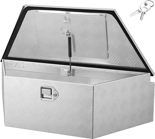 Miniatura 12 de VEVOR Caja de Lengüeta para Remolque, Caja de Herramientas de Placa Diamantada de Aleación de Aluminio, Caja de Herramientas Resistente Tuckbed