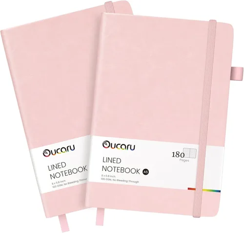 Miniatura 47 de Oucaru Cuaderno rayado, paquete de 4, 180 páginas, diarios A5 para escribir, papel grueso de 100 GSM, cuadernos pequeños diarios para mujeres y 4