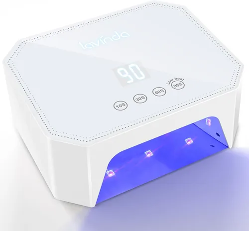 Miniatura 11 de Lavinda Lámpara de uñas LED UV de 54 W, luz de uñas de gel enchufable con pantalla LCD, 4 temporizadores, sensor automático, longitud de onda doble